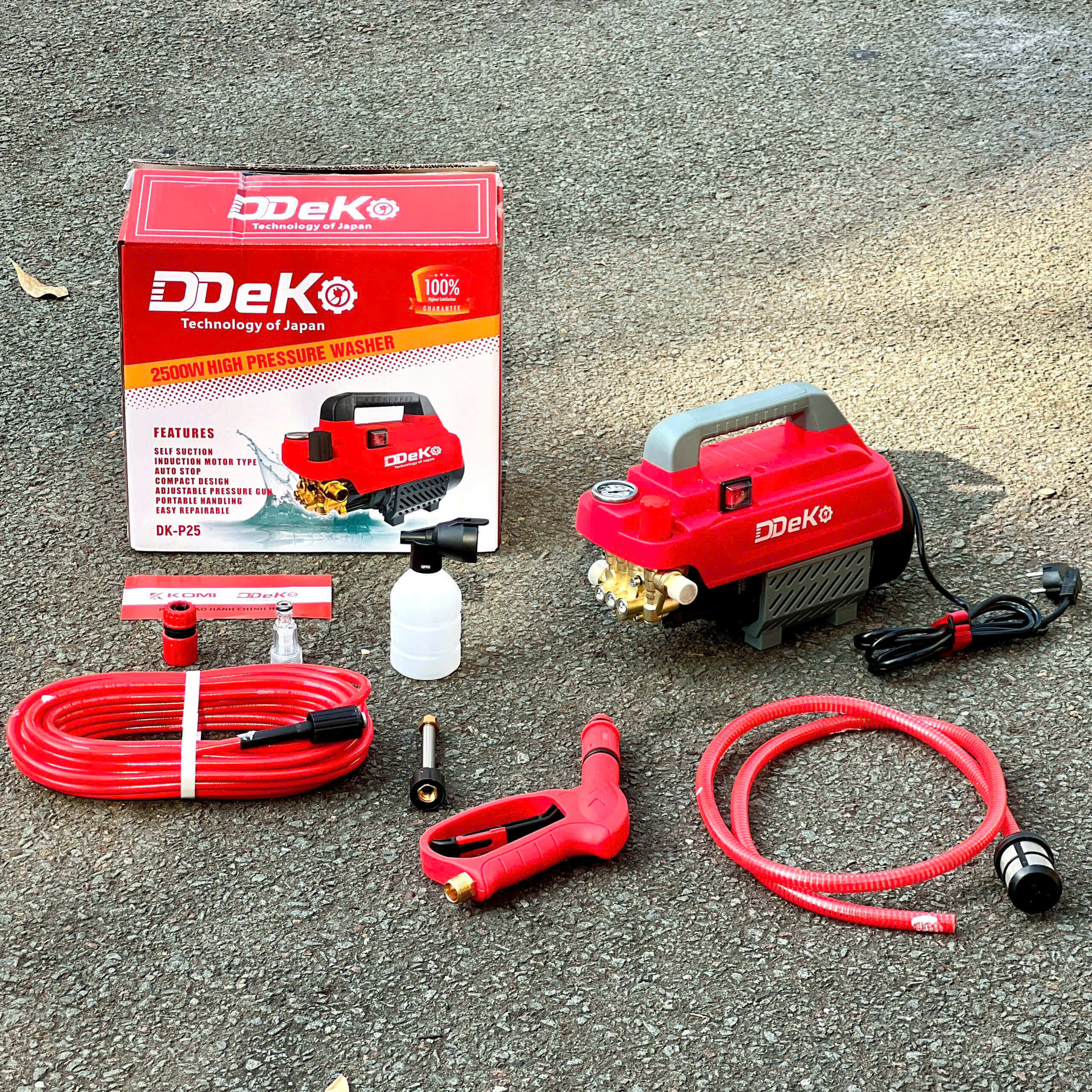 Máy rửa xe áp lực cao Deko 2500W DK-P25 / Có chỉnh áp