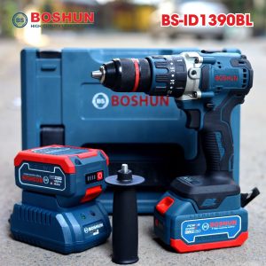 Máy khoan vặn vít dùng pin Boshun - Không chổi than - 02 pin 10 cell - Lực 90 N.m